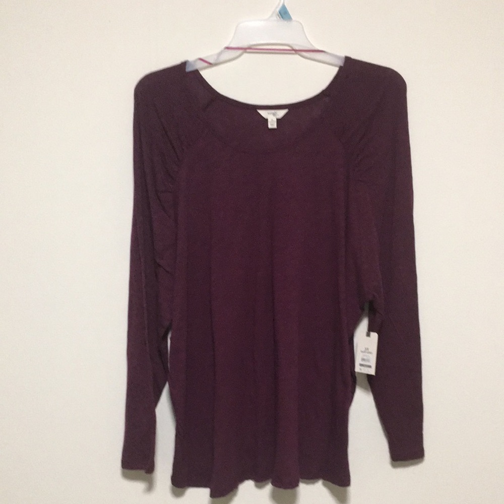 #82 Terra & Sky Women’s Plus Size Crewneck Dot Print Baseball T-Shirt.